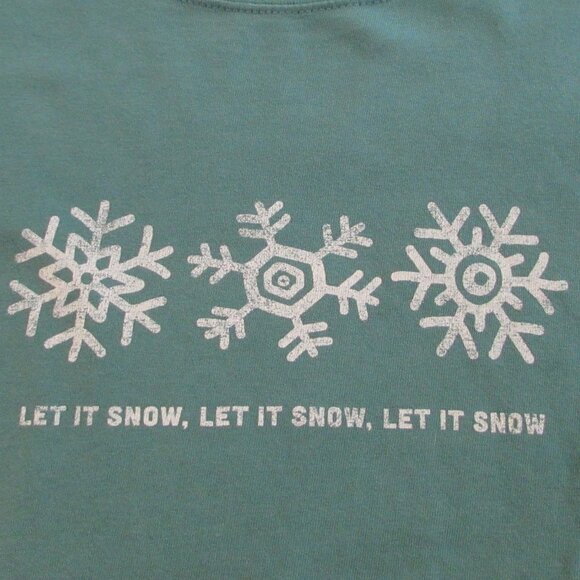 Life Is Good Classic Fit L/S Green "Let It Snow" Tee Large - Picture 5 of 13